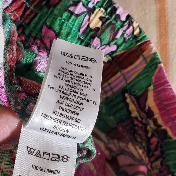 Cynthia Rowley 100% Linen Bright Colorful wide leg Pull on casual pants Size med - Picture 4 of 11